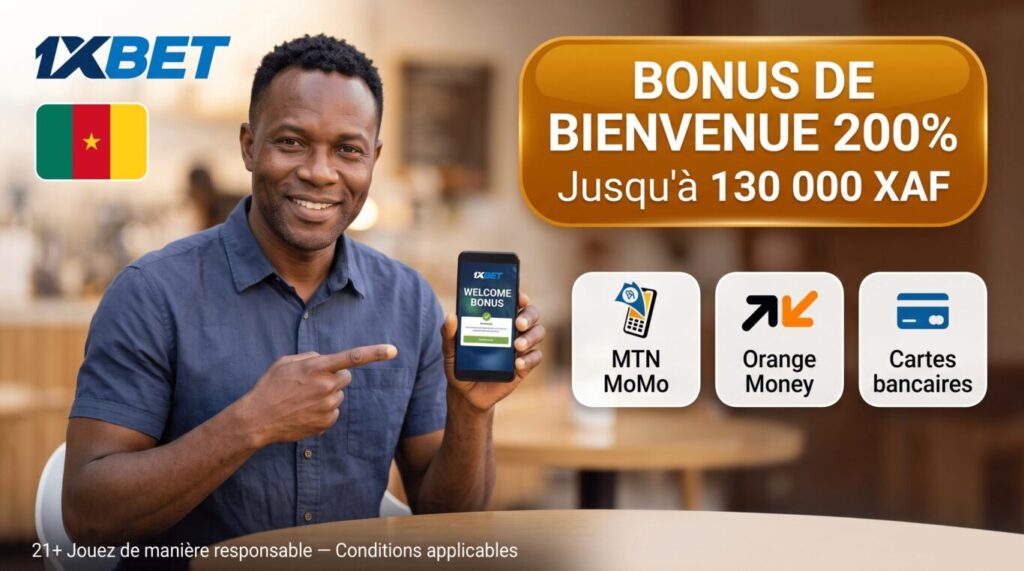 Bonus de bienvenue 1xBet après inscription et recharge du compte 